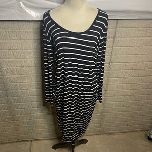 Old Navy Womens Black White Long Sleeve Striped Maternity Midi Dress Size Medium